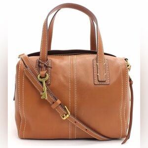 Fossil Bags Fossil Emma Tan Leather Satchel Bag Poshmark